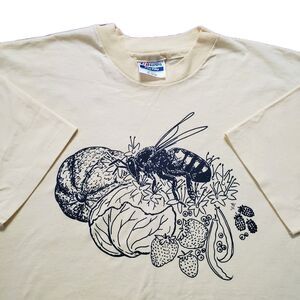 Vintage 90s Bee Pollinating Sz XL Single Stitch USA Made G.L. Williams 1990